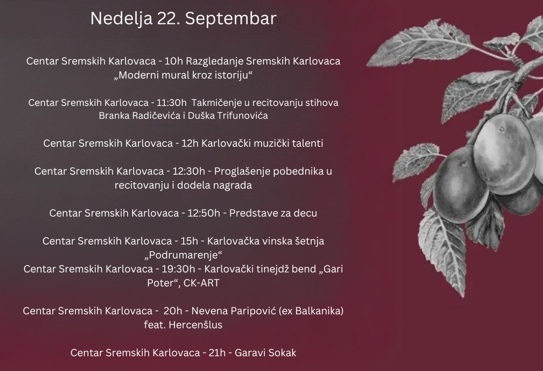 Grožđebal program za nedelju