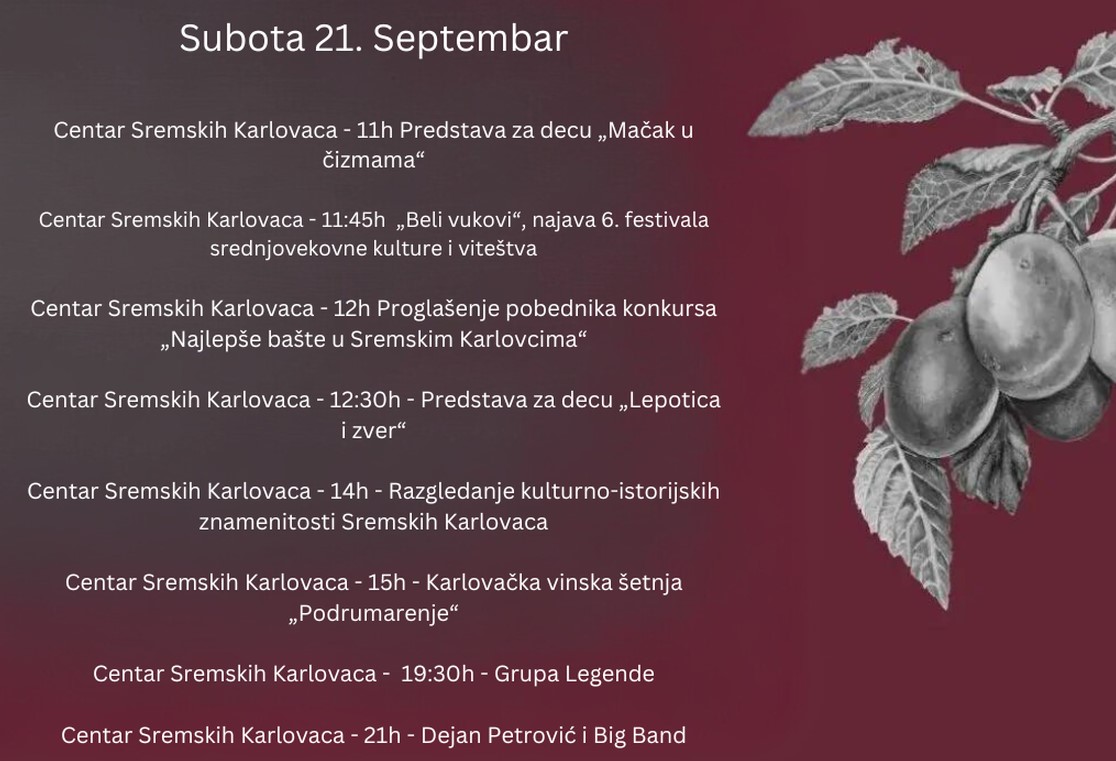 Grožđebal program za subotu