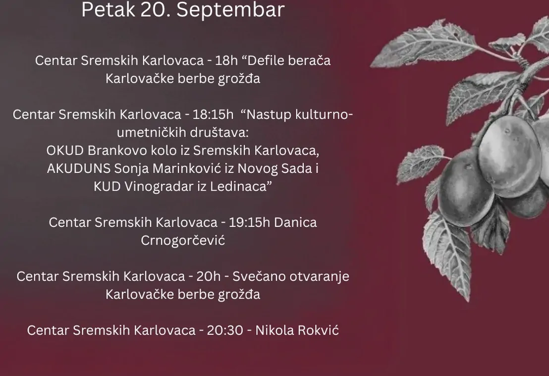 grožđebal program za petak