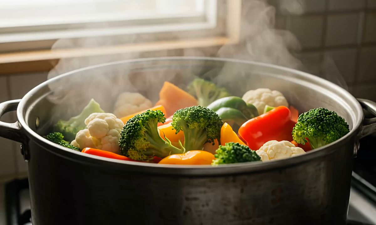 prikaz kuvanja povrća na pari.